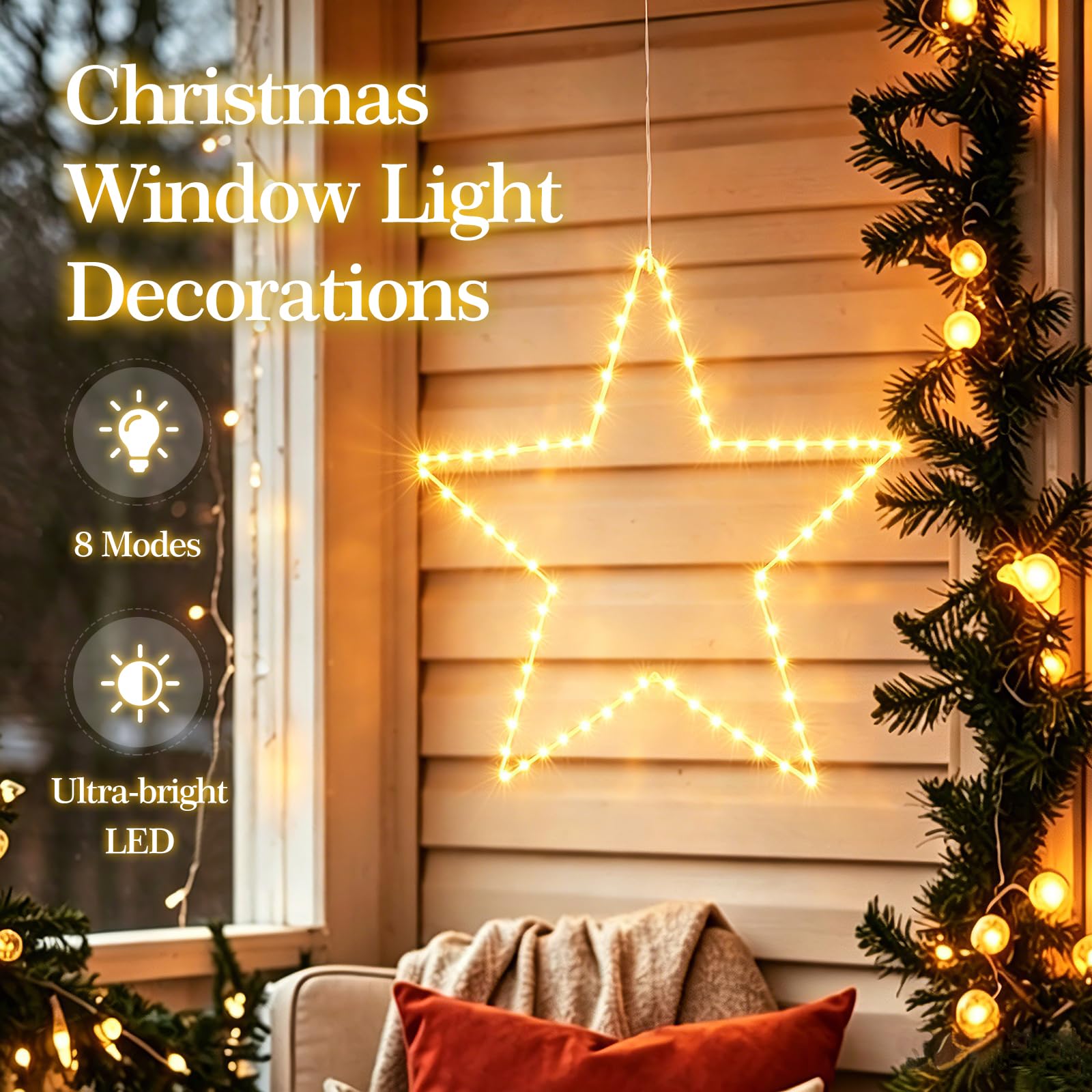 elktry Sterne Lichterkette 2x 50 cm warmweiß Batterie Timer