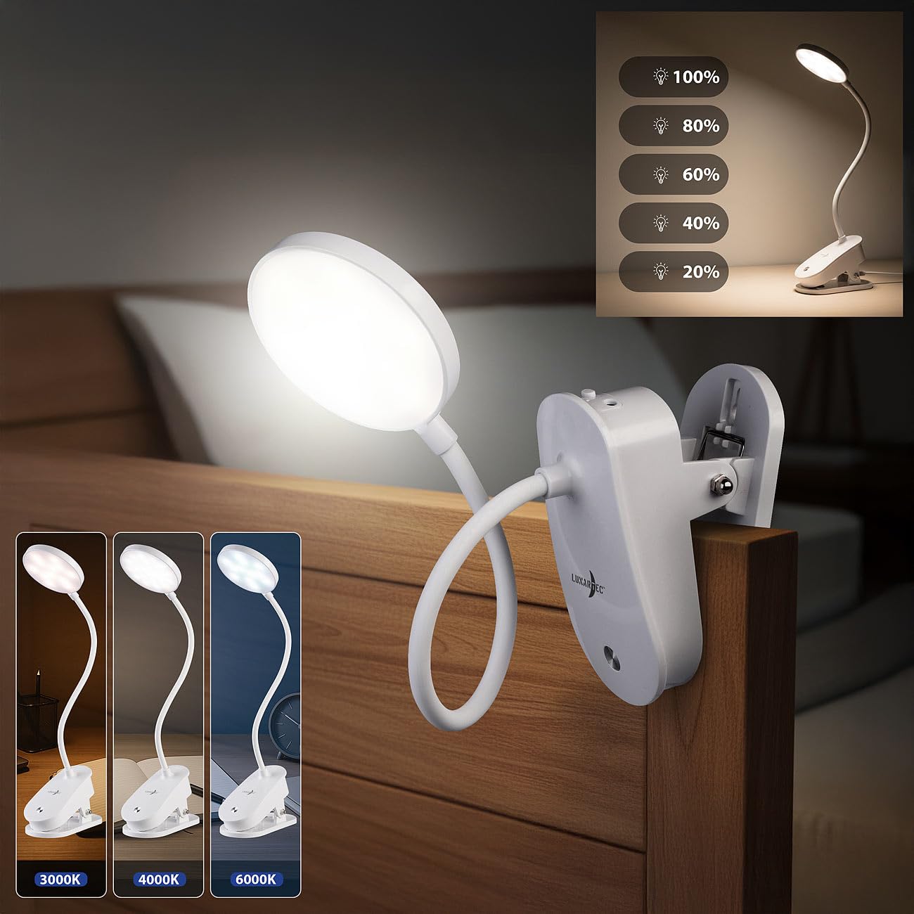 Lunartec Innenbeleuchtung Leselampe Akku Klemm 2er-Set 238 lm