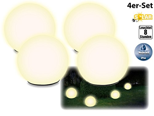 Lunartec Solar-Leuchtkugel Glas weiss 9 cm 4er-Set Dämmerung