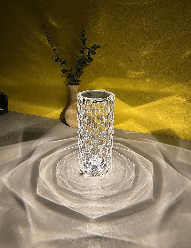 Lunartec Innenbeleuchtung LED Kristall-Tischlampe RGBW Akku