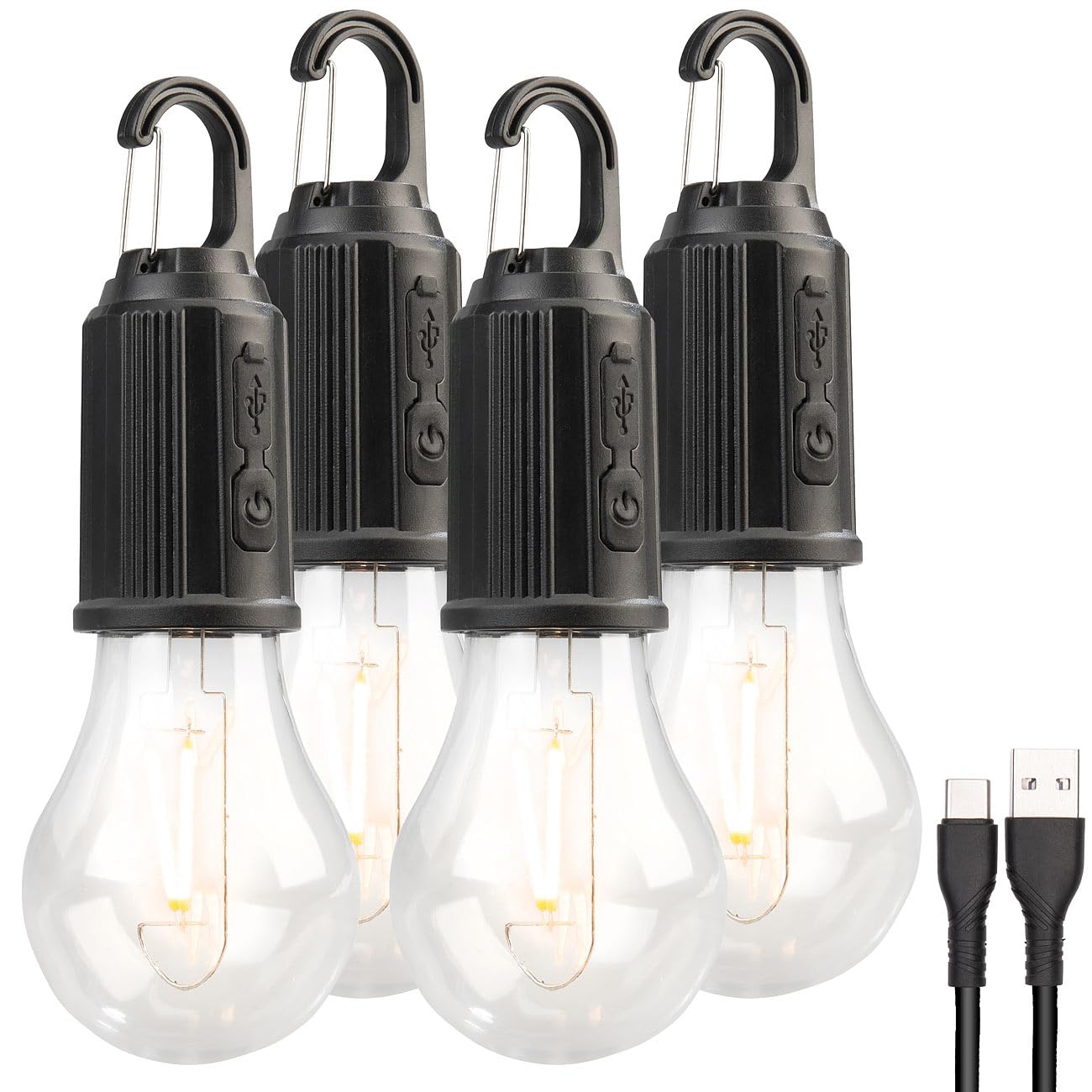 Lunartec Leuchtmittel LED-Akku-Glühbirne 4er-Set 120lm USB