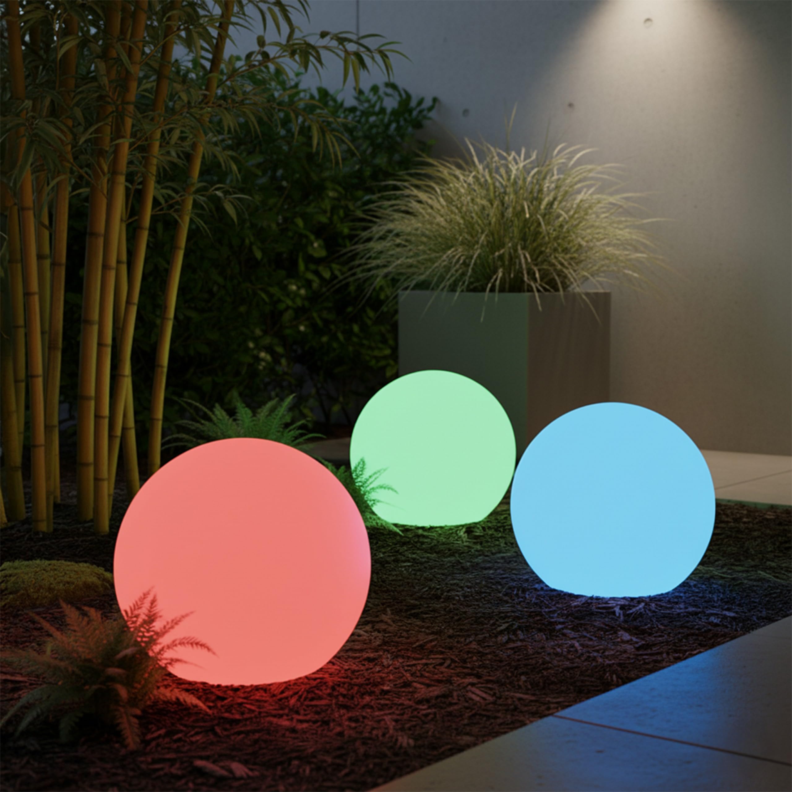 Bonetti Solar Kugelleuchte Garten 15cm warmweiß RGB