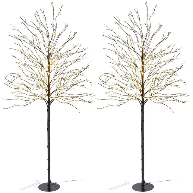 Lunartec Licht-Dekoration LED-Lichterbaum 150cm 2er-Set warmweiß IP44