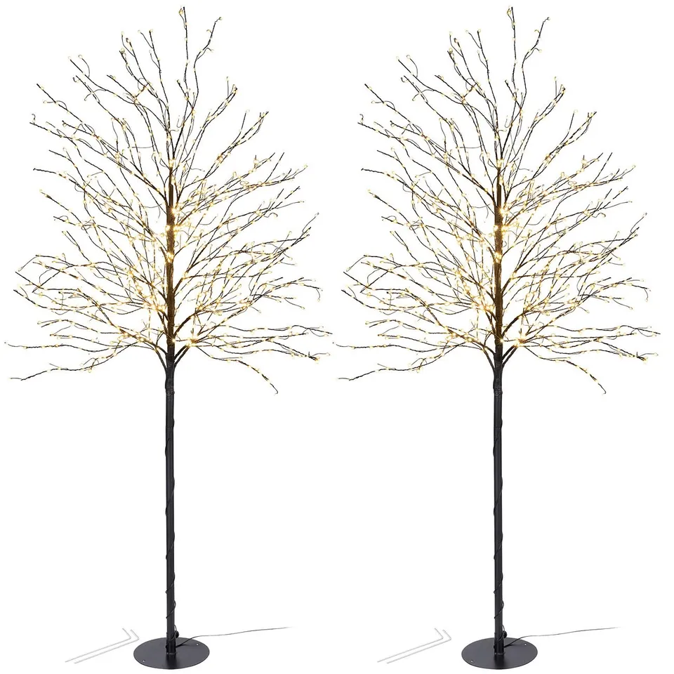 Lunartec Licht-Dekoration LED-Lichterbaum 150cm 2er-Set warmweiß IP44