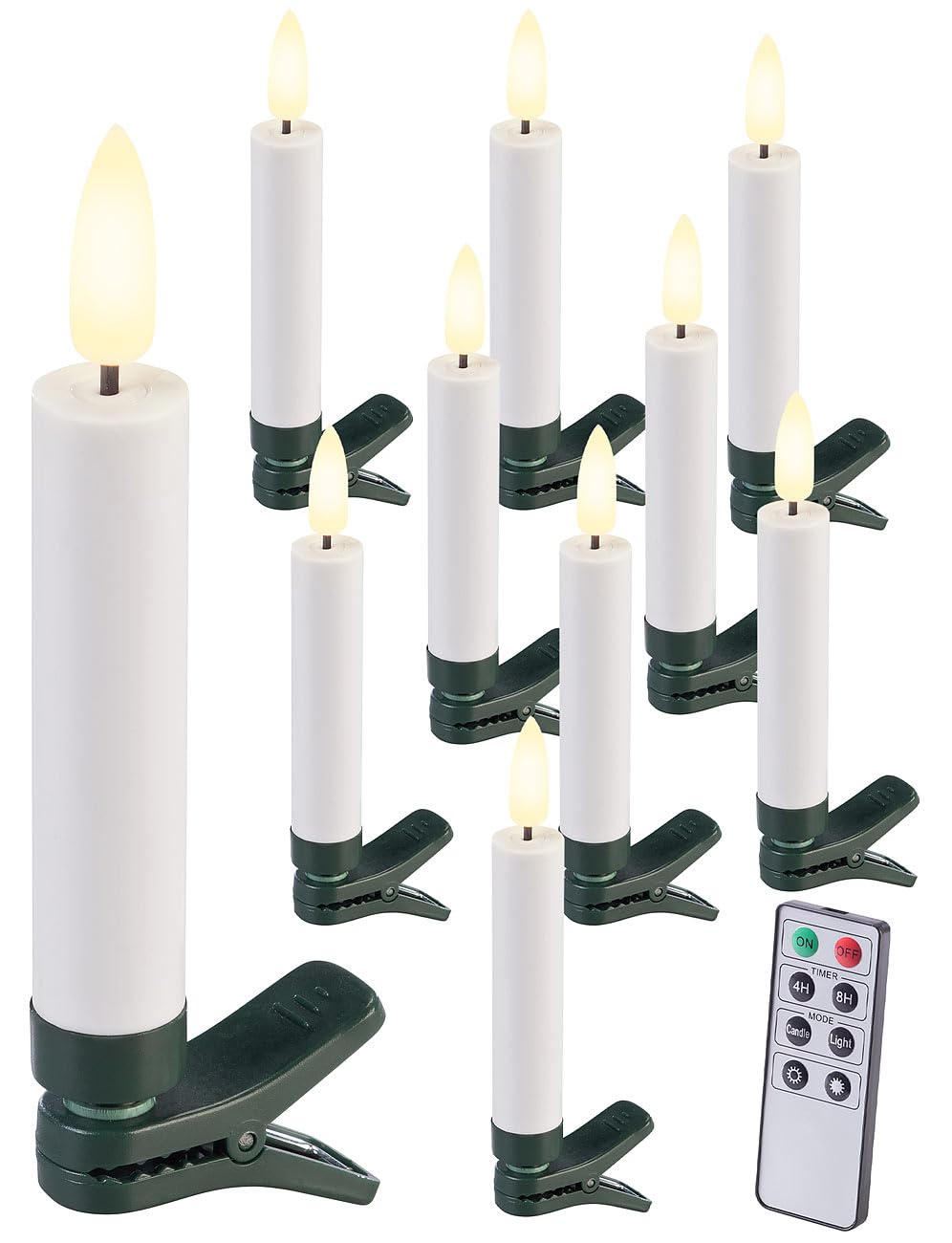 Lunartec Christbaumbeleuchtung LED-Kerzen 10er-Set weiß