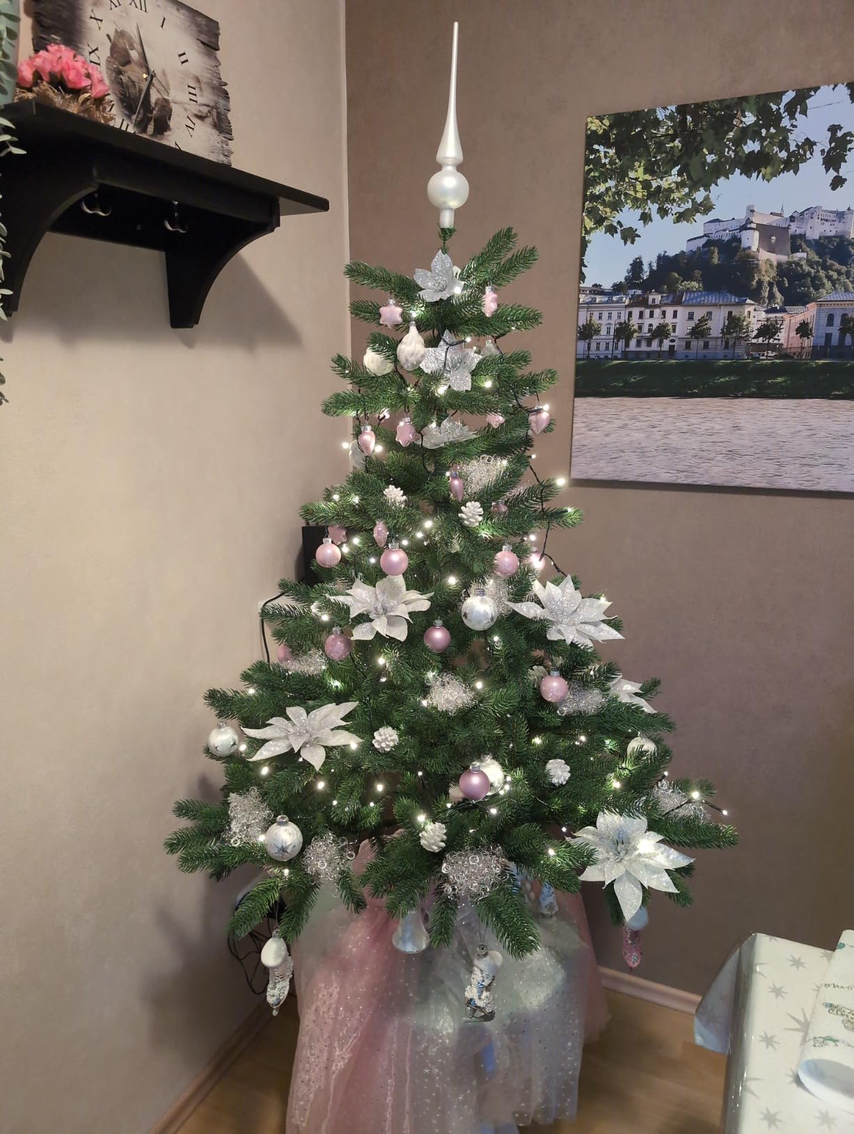 Lunartec Licht-Dekoration Christbaum-Überwurf 180 LEDs warmweiß IP44