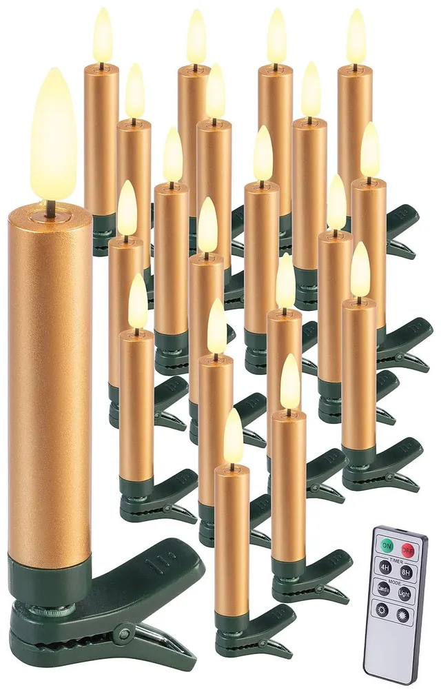 Lunartec LED-Weihnachtsbaumkerzen Gold 20er-Set