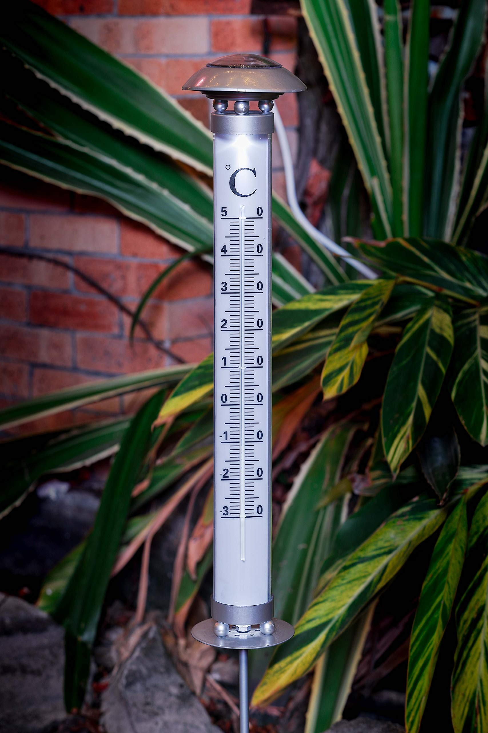 Bonetti Solar Lights Gartenthermometer 112cm kaltweiß mit Erdspieß