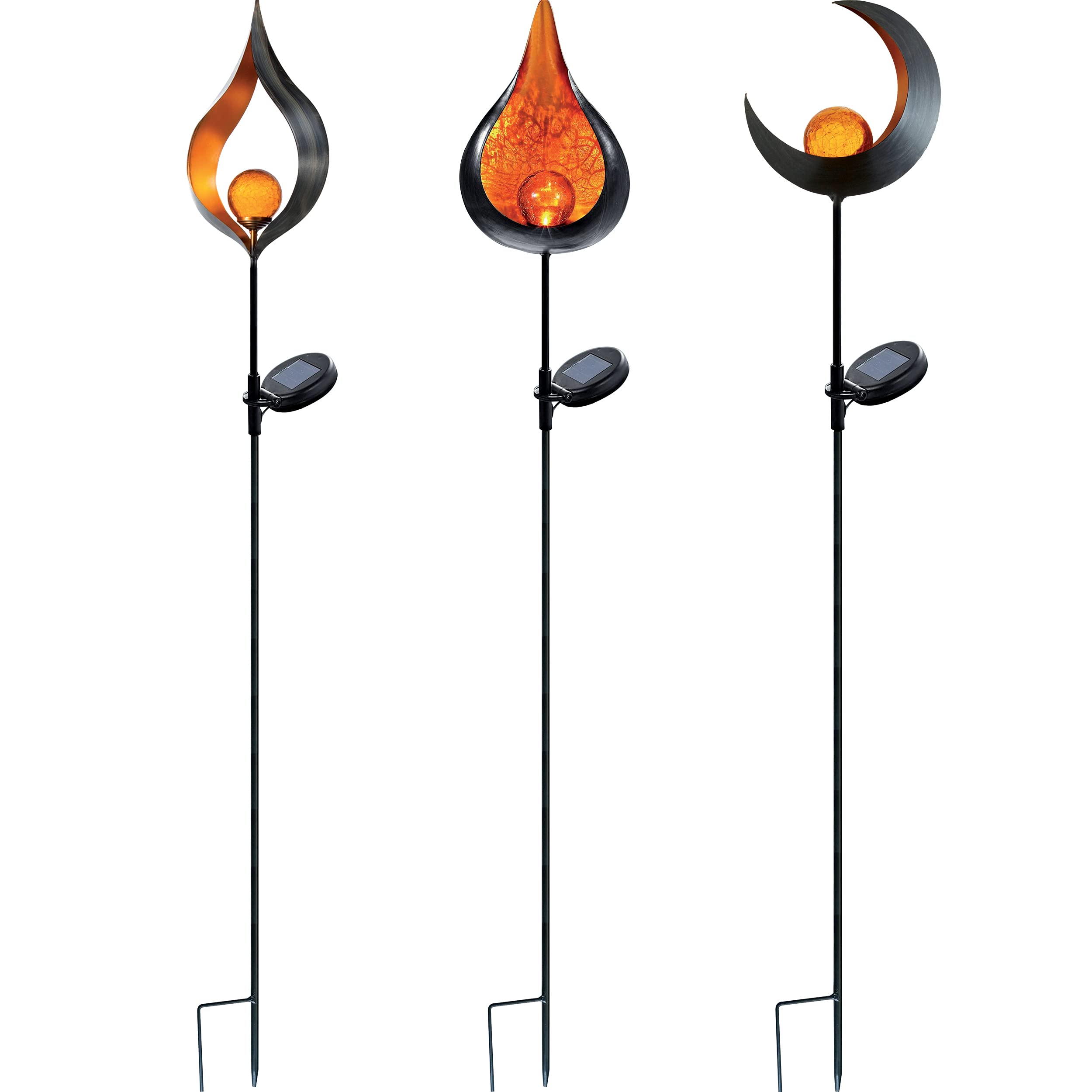 Bonetti Solar Lights Gartenstecker 3er-Set 93 cm Glaskugel