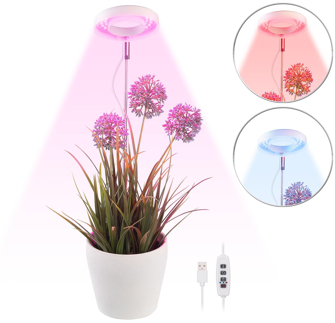 Lunartec Leuchtmittel Pflanzenlampe Vollspektrum 48 LEDs USB