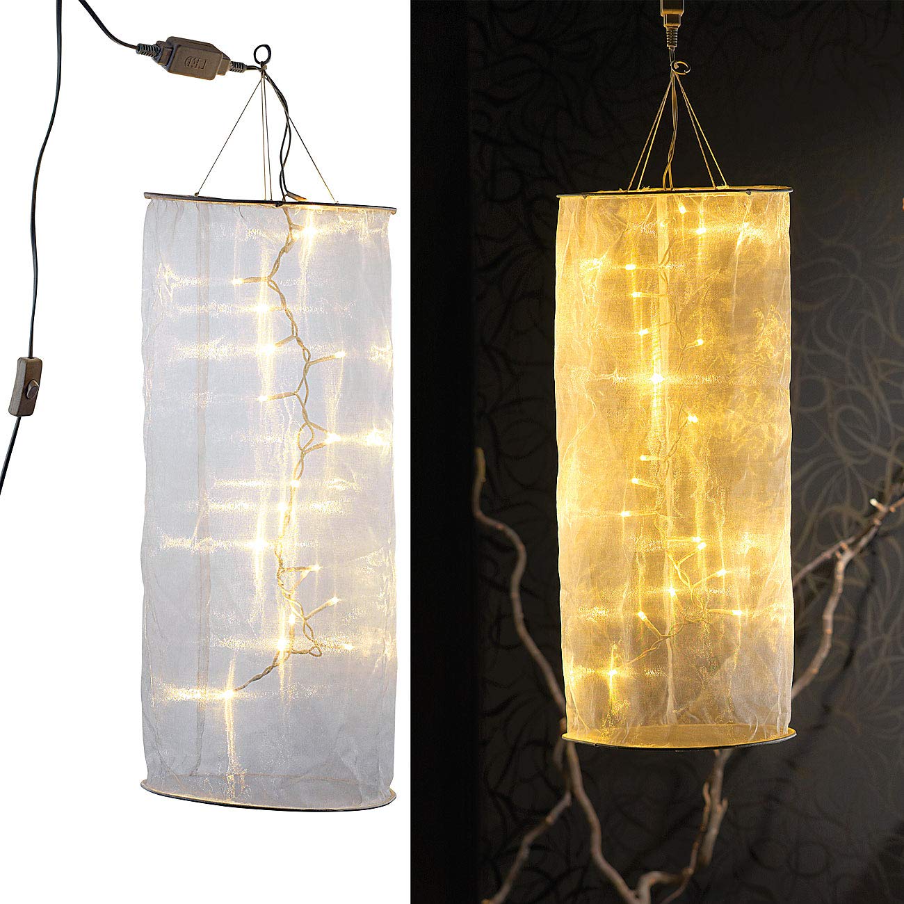 Lunartec Licht-Dekoration Organza-Lichtschlauch 3er-Set warmweiß
