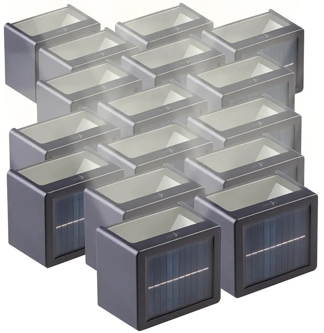 Lunartec Außenbeleuchtung Solar-Wandleuchte 16er-Set warmweiß IP65