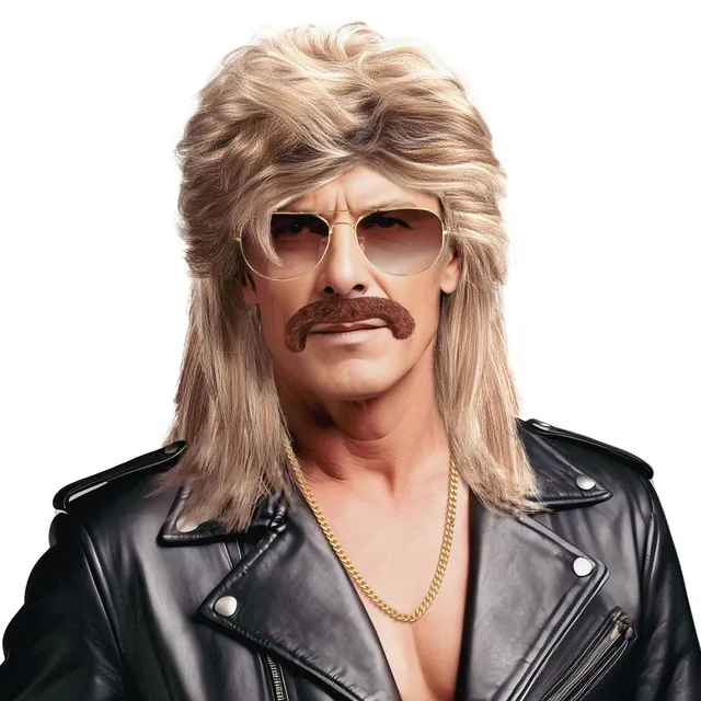 WEARXI Vokuhila Perücke Herren Blond 80er Kostüm-Accessoire