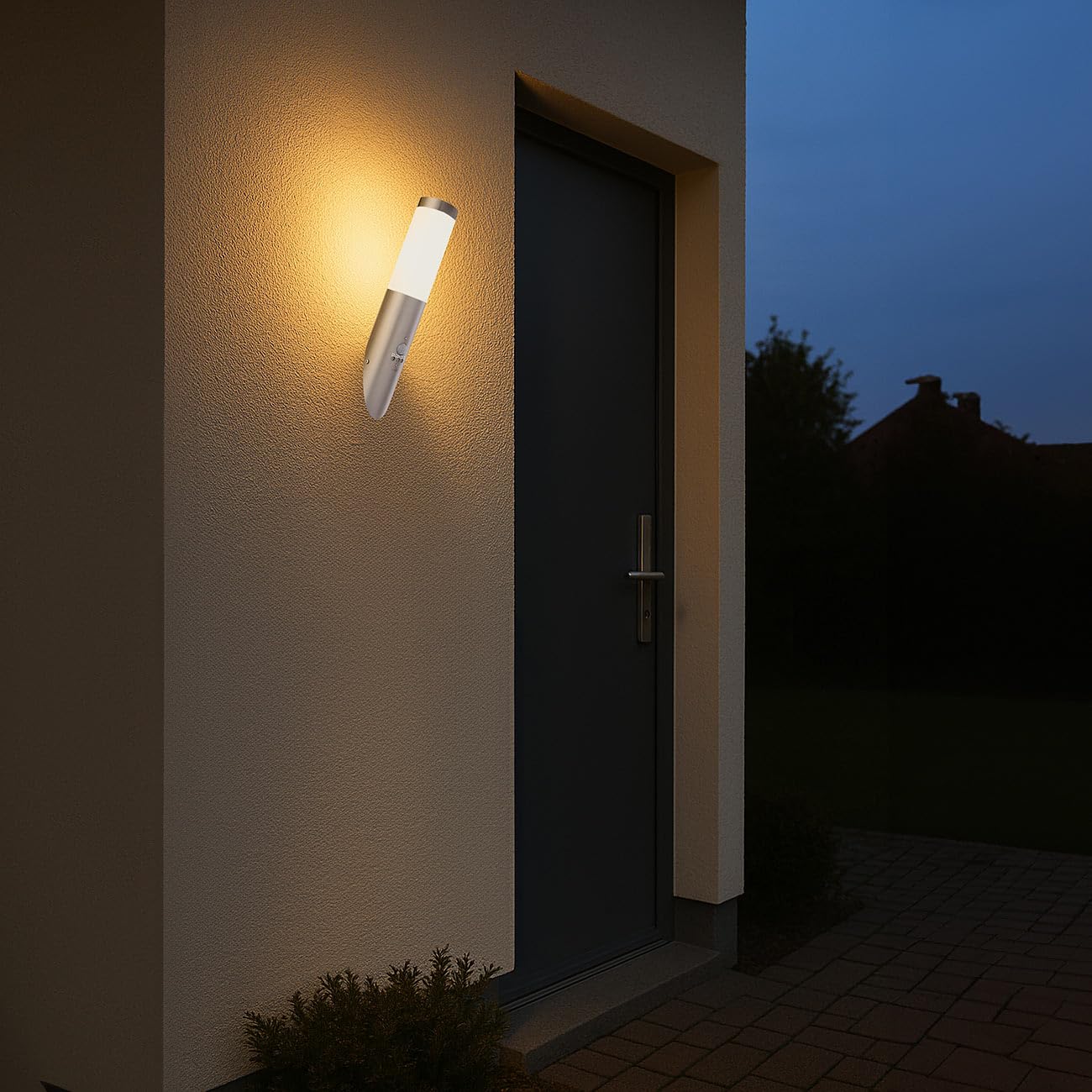 Lunartec Außenbeleuchtung E27 Wandlampe Sensor Edelstahl
