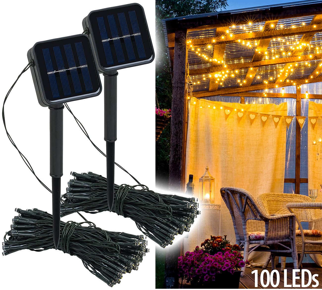Lunartec Licht-Dekoration Solar Lichternetz warmweiss 12 m
