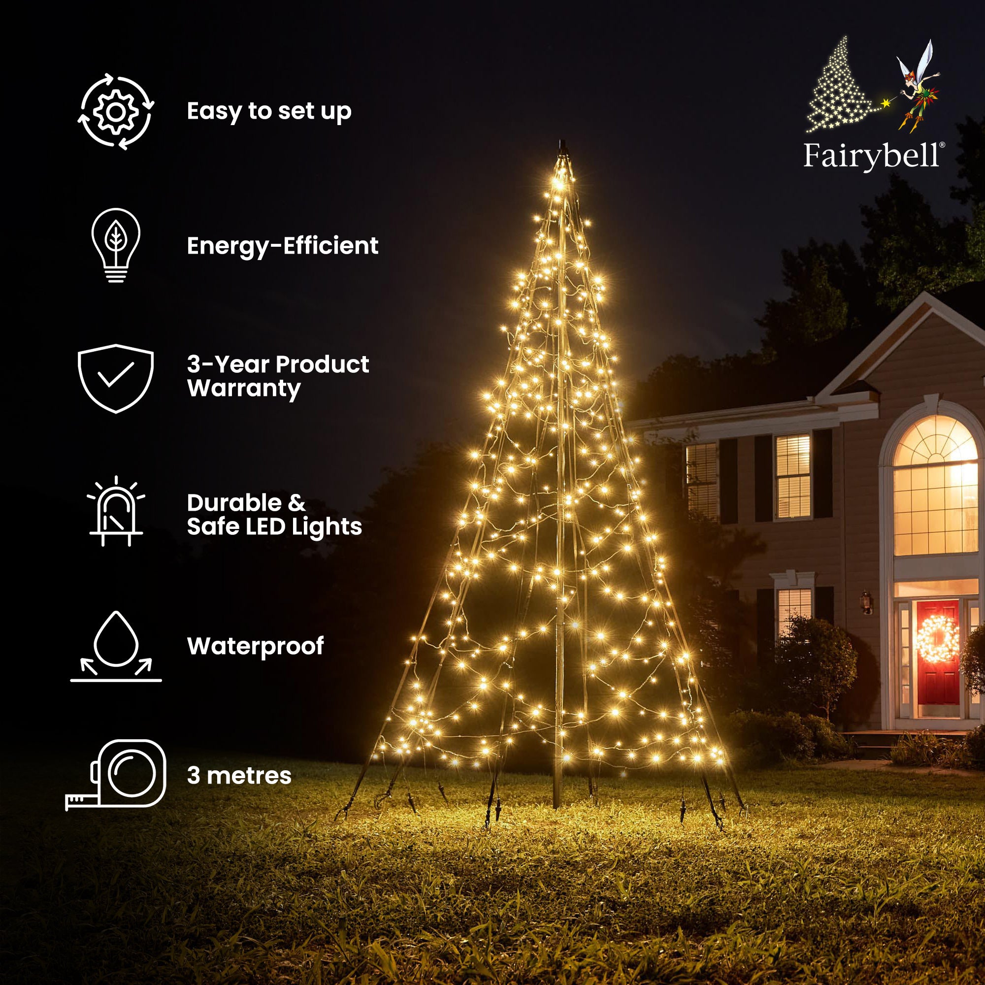 Fairybell Standard 3 Meter 360 LED Lichterbaum Warmweiß
