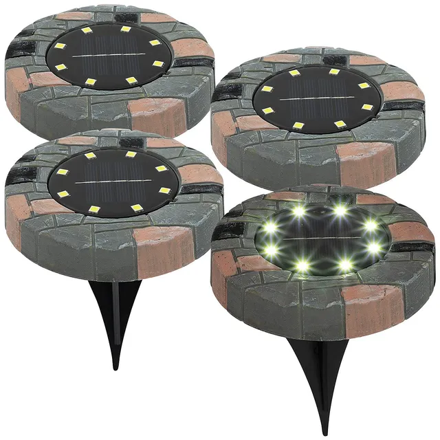 Lunartec Außenbeleuchtung Solar-Bodenleuchten 4er-Set warmweiß