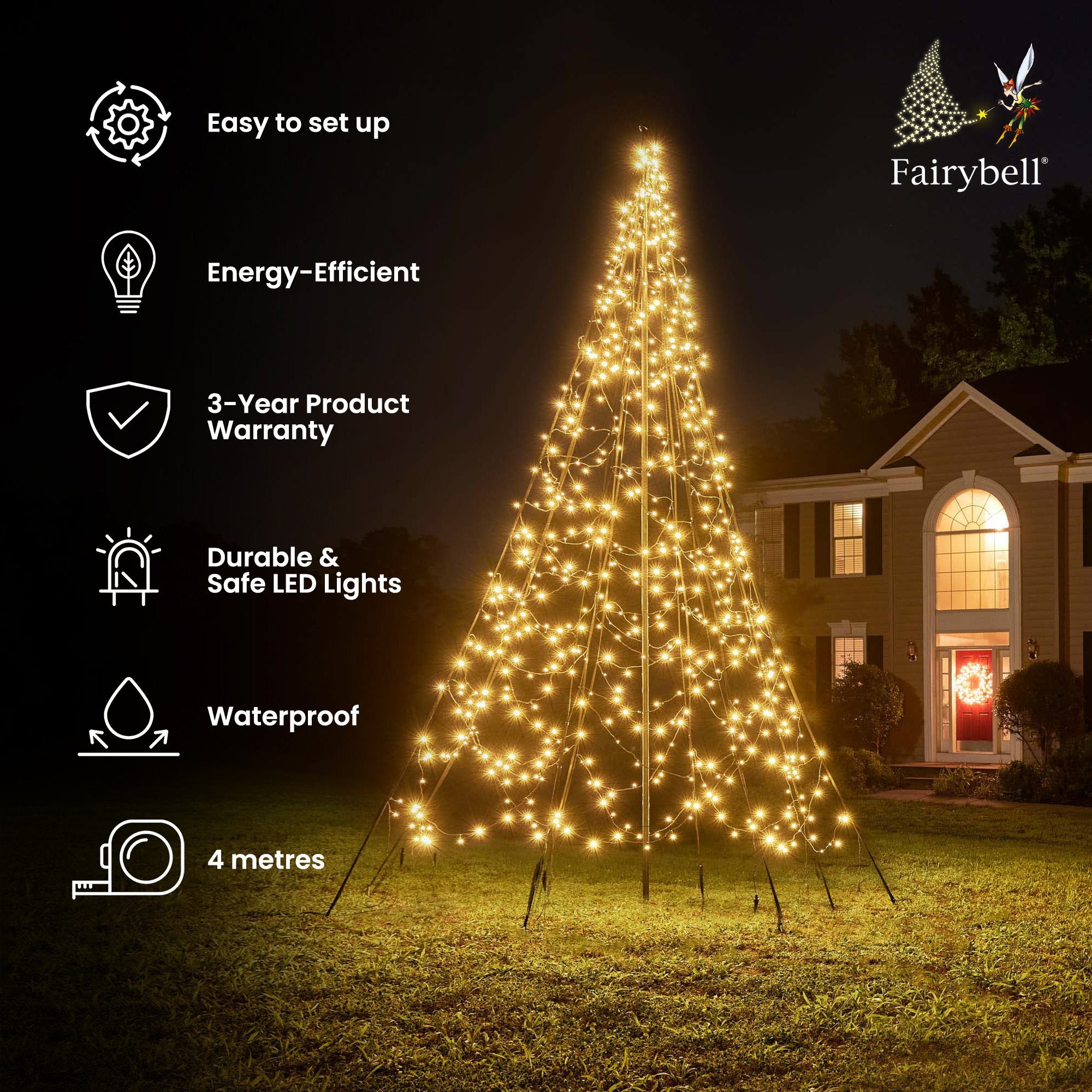 Fairybell Standard 4 m Weihnachtsbaum mit Mast 640 LED Warmweiß