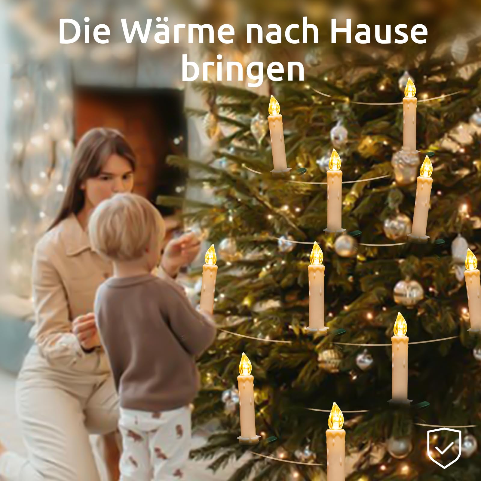 Koopower Candle Lights Lichterkette 10M 30 Kerzen mit Timer