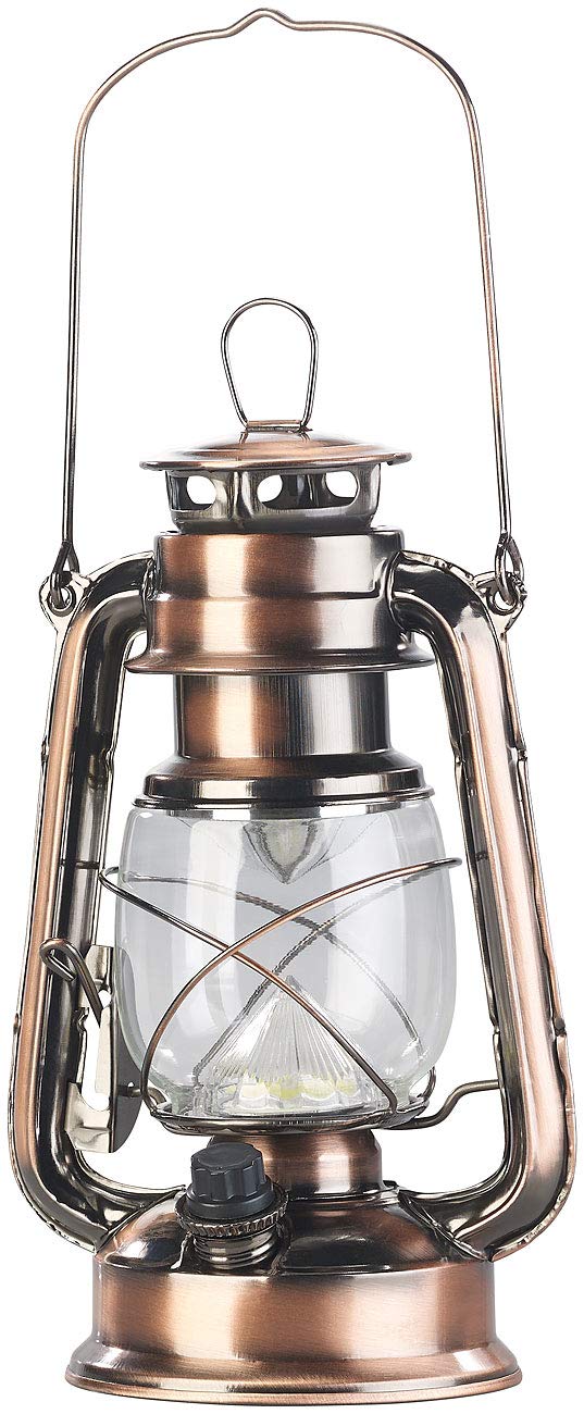 Lunartec Sturmlampe LED-Laterne Akku bronze warmweiß