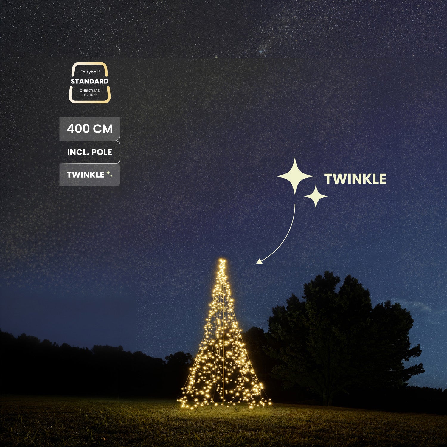 Fairybell Standard 4 m Lichtbaum 864 LED Twinkle warmweiß Mast