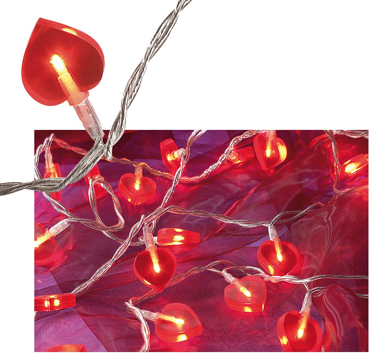 Lunartec Licht-Dekoration Herz Lichterkette 20 Herzen 340cm rot
