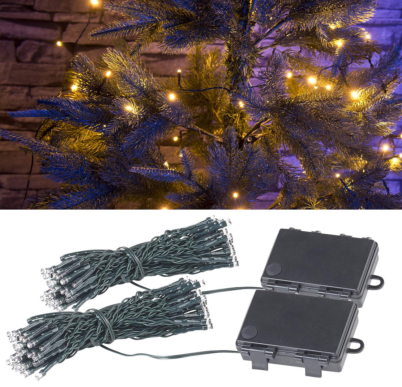 Lunartec Licht-Dekoration LED Lichterketten 2er-Set 5 m Timer