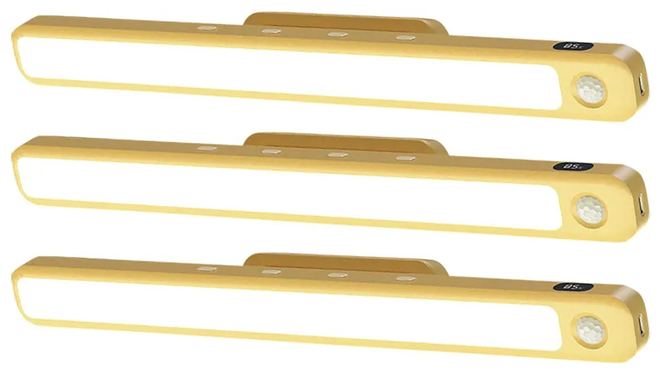 Lunartec Innenbeleuchtung Unterbauleuchte 3er-Set messing PIR