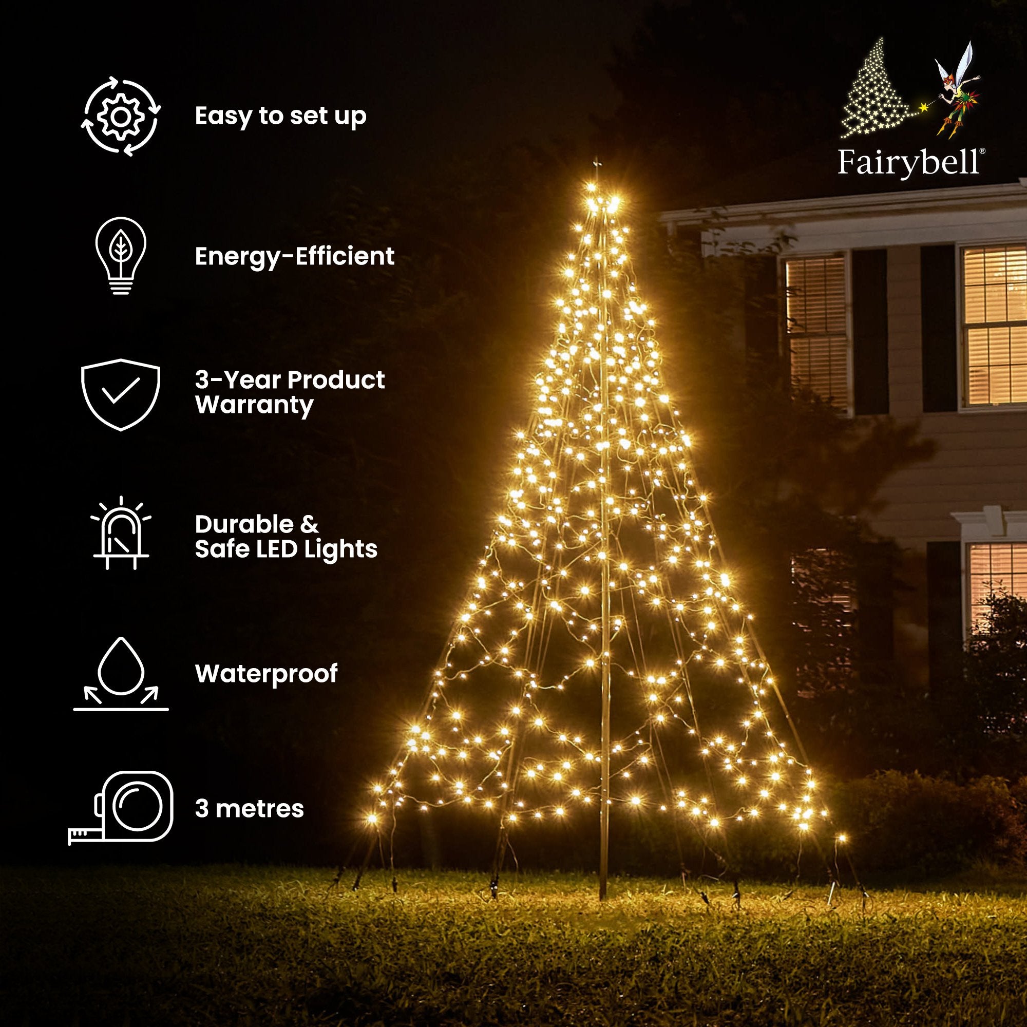 Fairybell Standard Weihnachtsbaum 3 m 480 LED Warmweiß