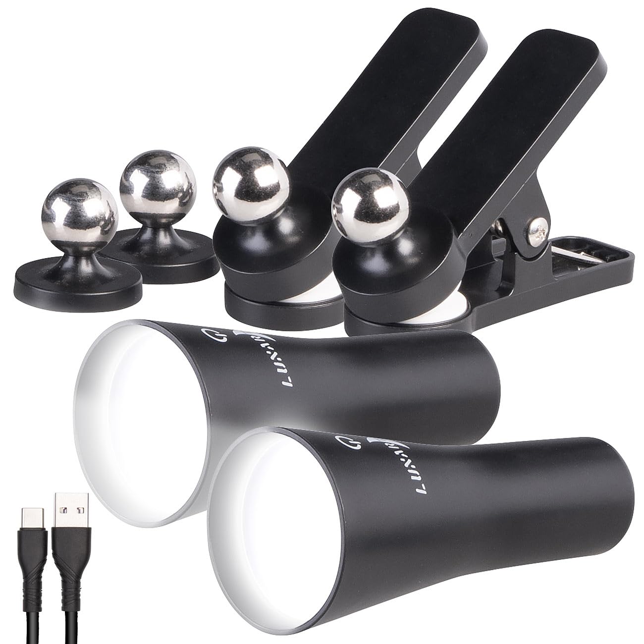 Lunartec Taschenlampen 3in1 Akku-Leuchte schwarz 2er-Set