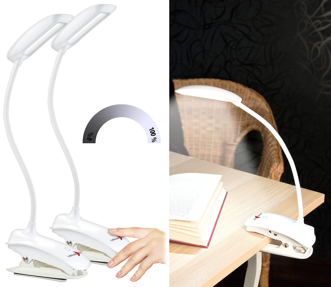 Lunartec Innenbeleuchtung Klemmleuchte COB-LED 3W 2er-Set tageslichtweiß