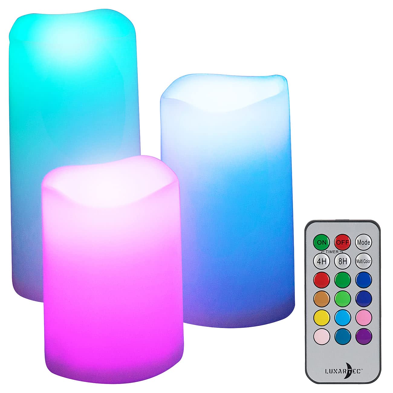 Lunartec Licht-Dekoration LED-Kerzen 3er-Set RGB IP44