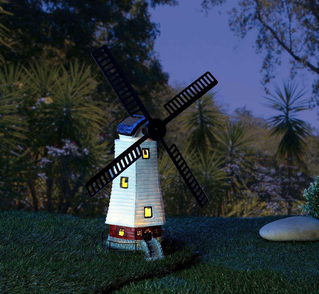 Lunartec Licht-Dekoration Windmühle Solar LED Garten 32 cm