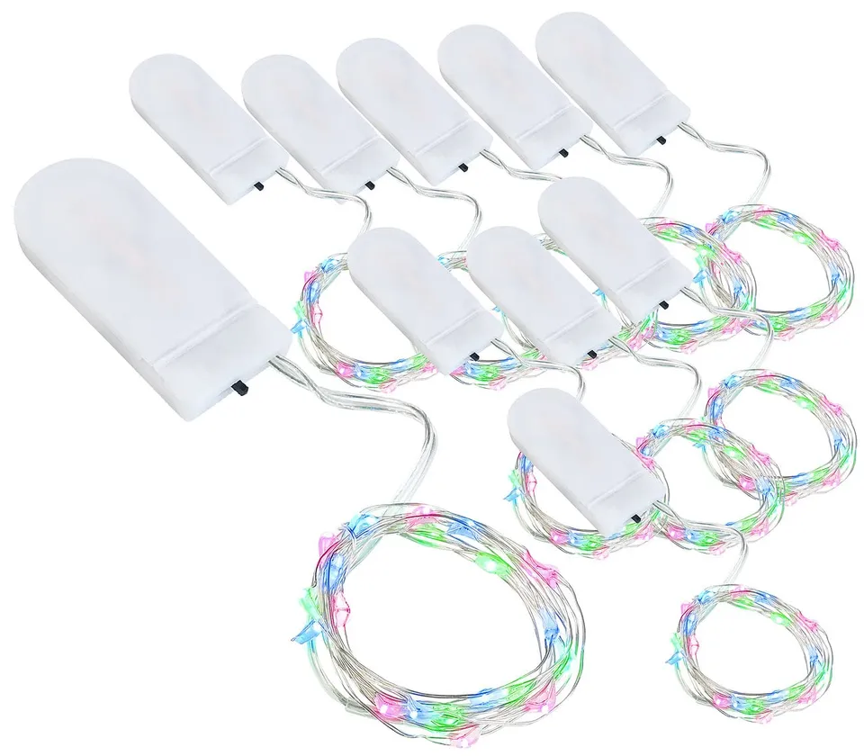 Lunartec Licht-Dekoration Lichterdraht RGB 10er-Set 1,2m Batterie