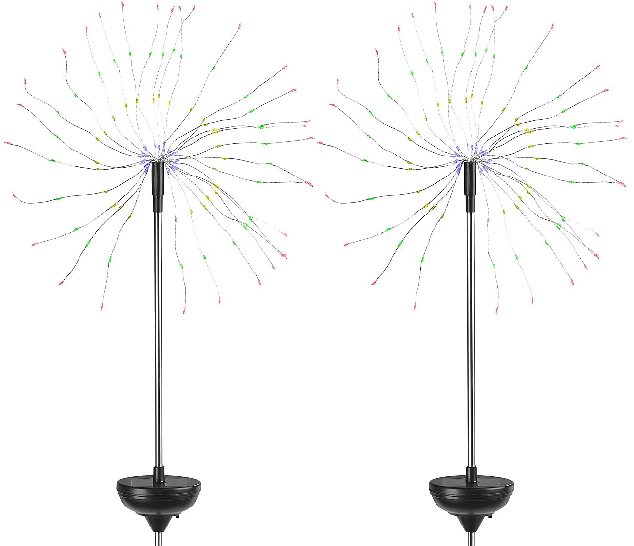 Lunartec Außenbeleuchtung Solar Feuerwerk Lichtdeko bunt 2er-Set 120 LEDs