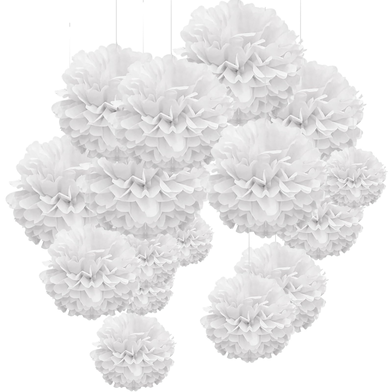 WEARXI Partydeko Pompons weiß 18 Stück Seidenpapier