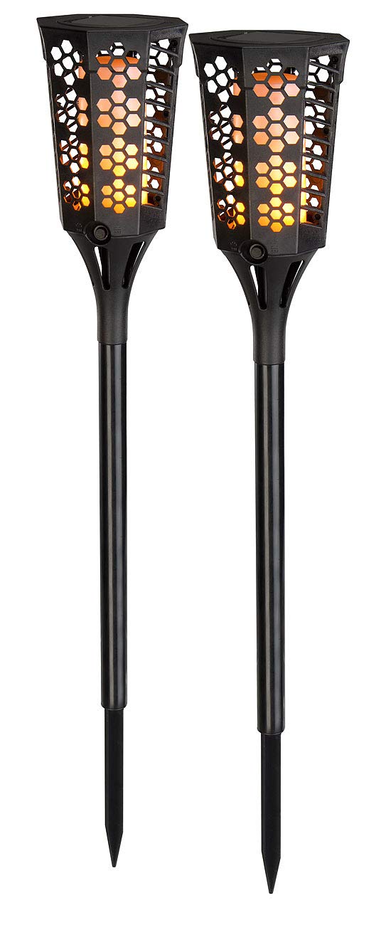 Lunartec LED-Gartenfackel Solar 2er-Set 78 cm Flammeneffekt