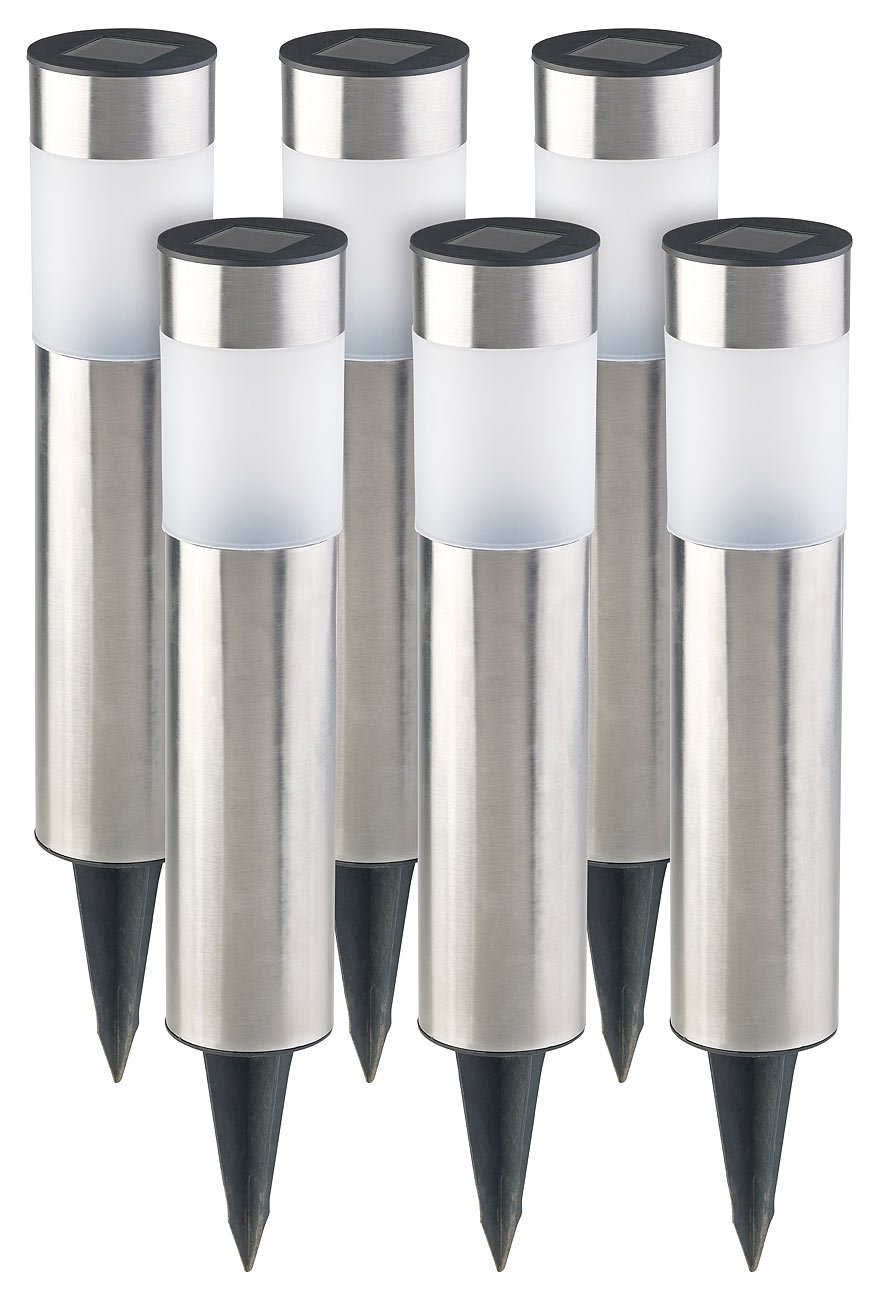 Lunartec Außenbeleuchtung Gartenlampe Solar 12er-Set Edelstahl IP44