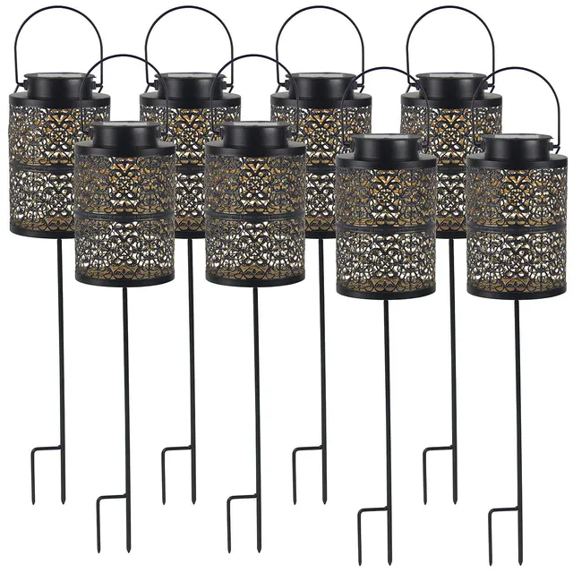 Lunartec Licht-Dekoration Solar-Laterne 8er-Set Metall IP44 warmweiß