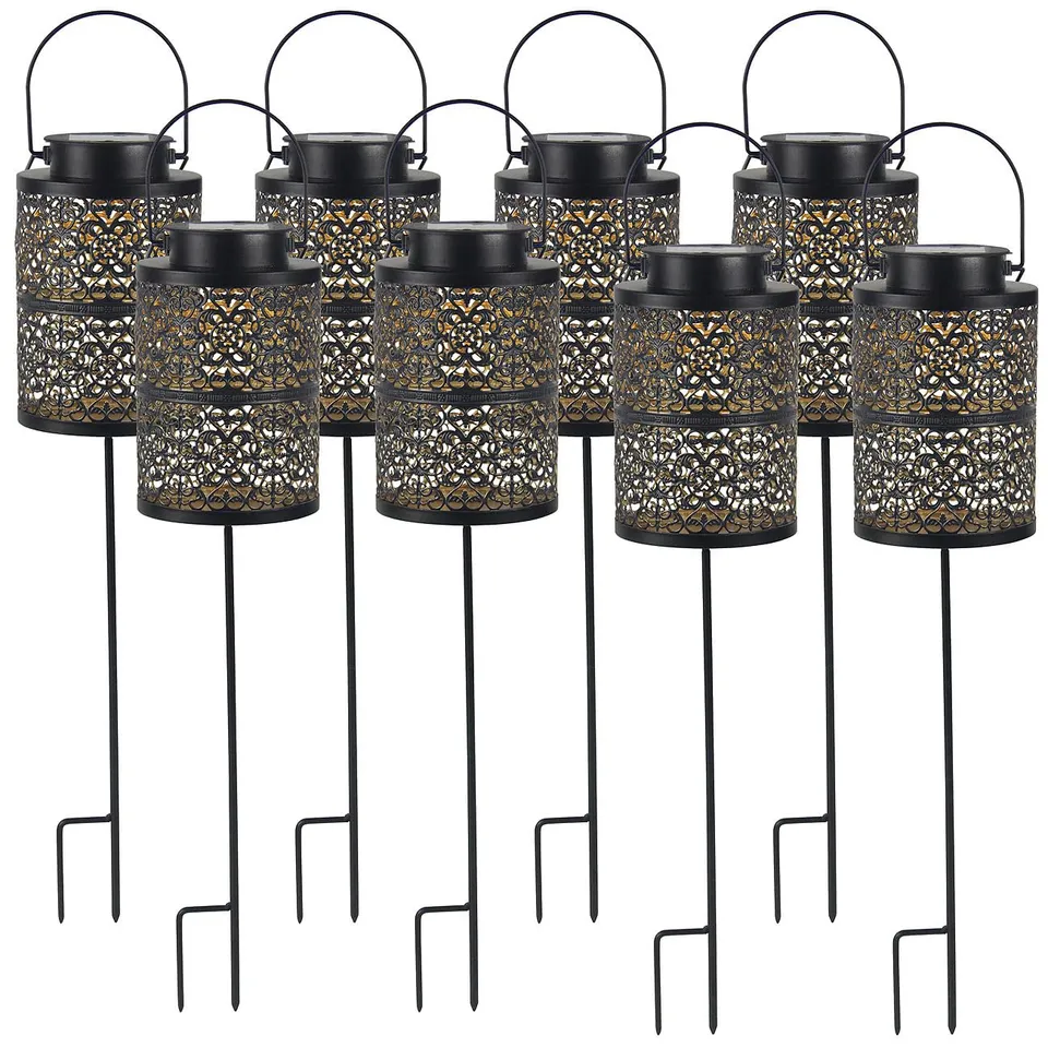 Lunartec Licht-Dekoration Solar-Laterne 8er-Set Metall IP44 warmweiß