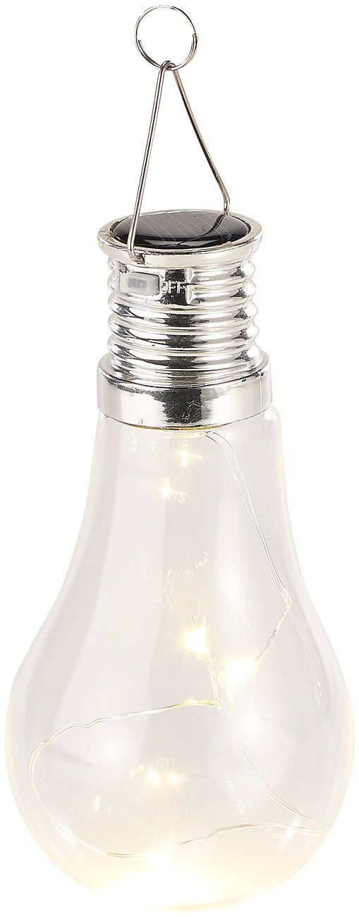 Lunartec Leuchtmittel Solar-Glühbirne warmweiß 2er-Set mit Haken