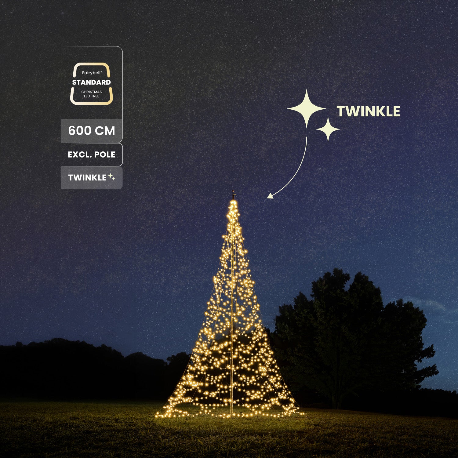 Fairybell Standard 6 m Lichterbaum warmweiß Twinkle ohne Mast