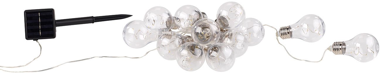 Lunartec Licht-Dekoration Solar-Lichterkette Retro 8,5m warmweiß