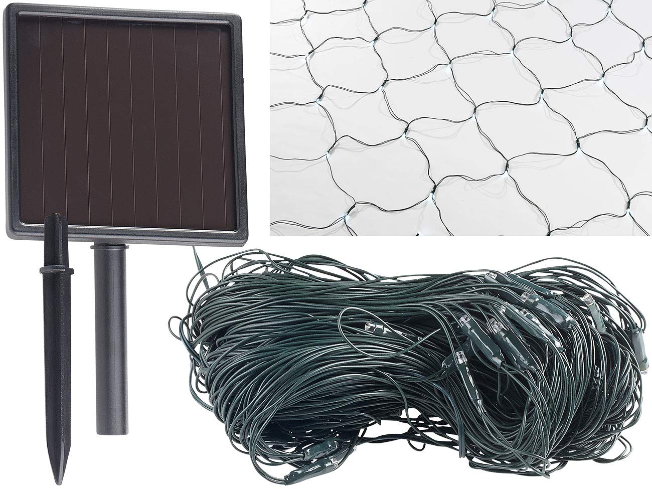 Lunartec Licht-Dekoration Solar-Lichternetz 198 LEDs 3x3 m kaltweiß