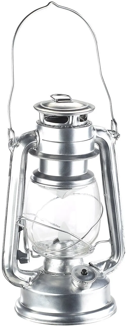 Lunartec Taschenlampen LED-Sturmlaterne silber batteriebetrieben