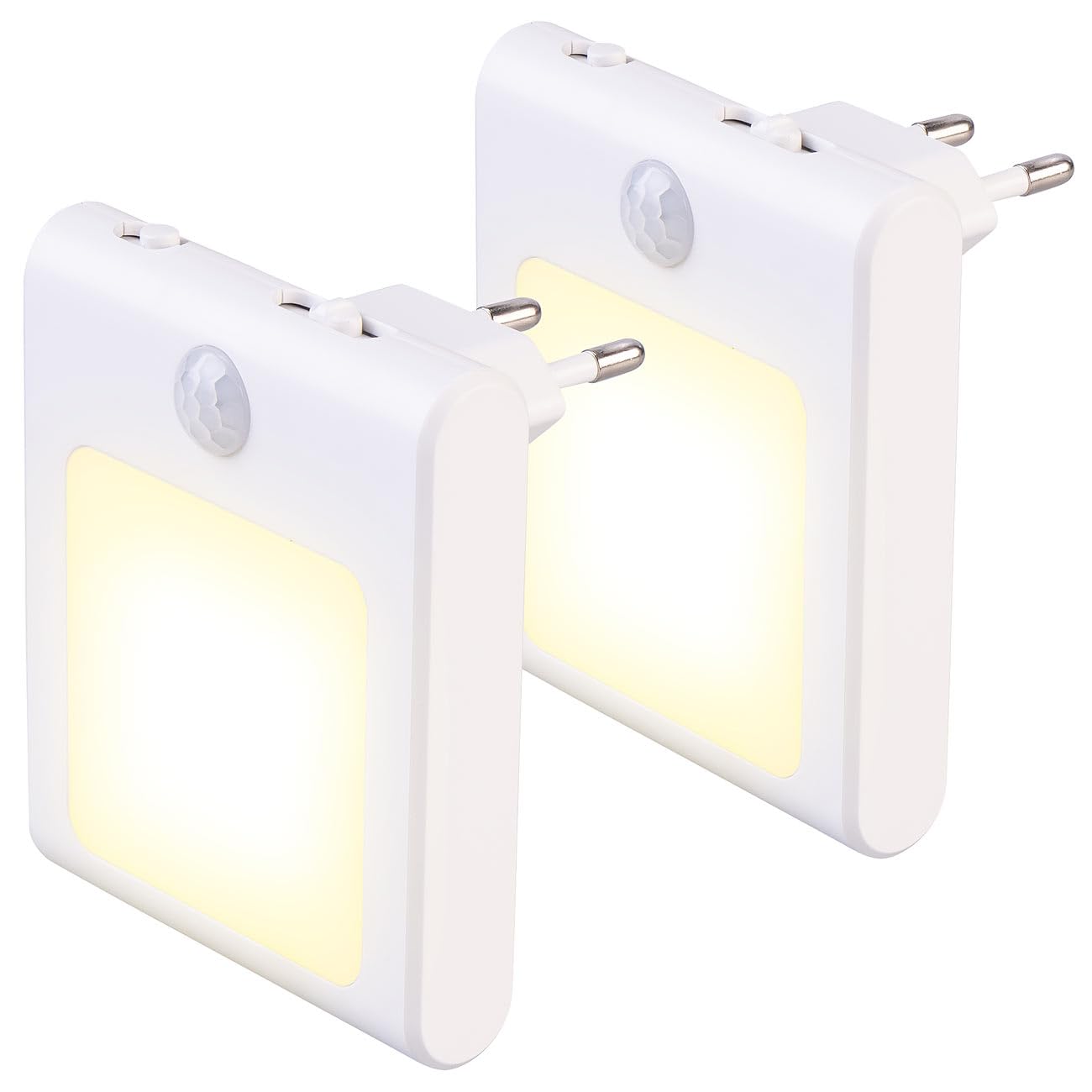 Lunartec Steckdosen-Nachtlichter 2er-Set dimmbar warmweiß Sensor