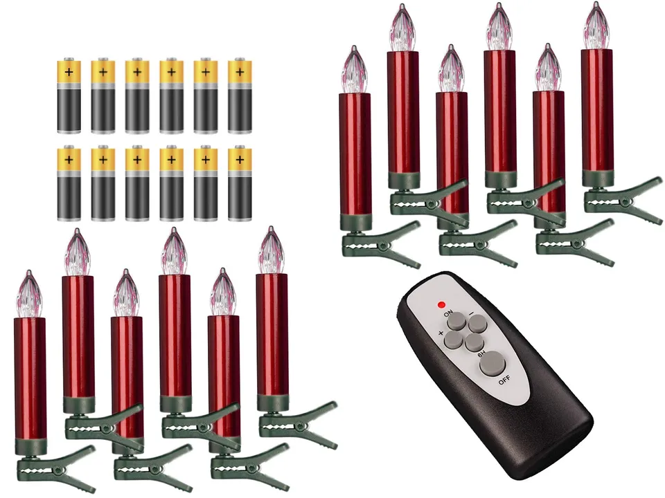 Bonetti Wireless Christmas Candles LED-Weihnachtskerzen Rot 12er