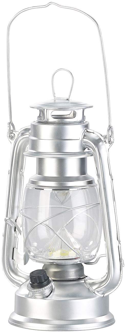 Lunartec Taschenlampen LED-Sturmlaterne silbern 200 lm batteriebetrieben