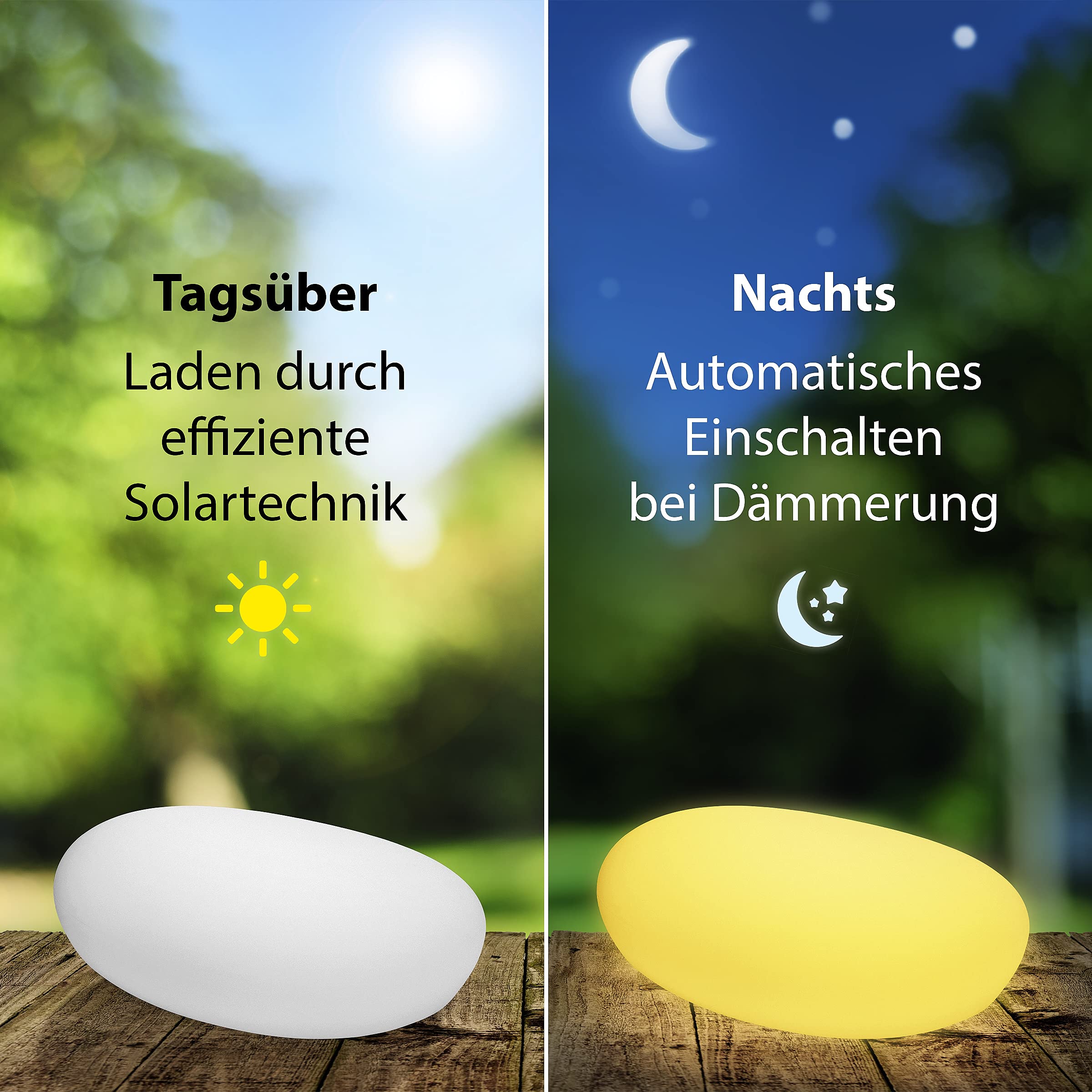 Bonetti Solar Lights Solarlampe Stein 40 cm RGB warmweiß