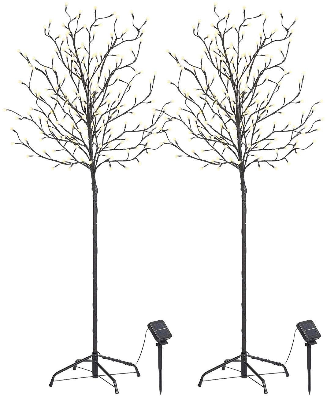 Lunartec Licht-Dekoration Solar-Lichterbaum 150cm 2er-Set weiß